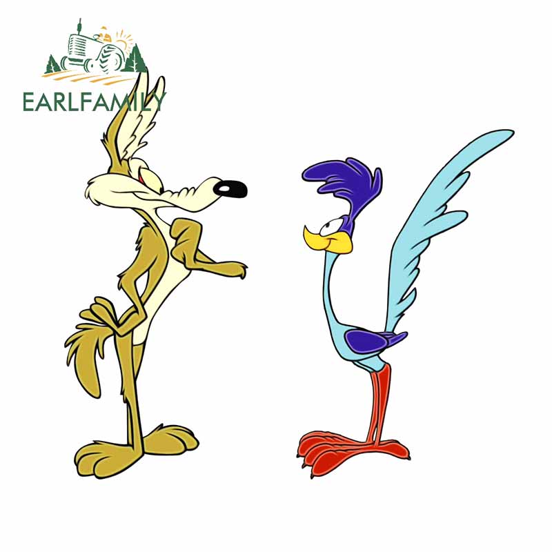 EARLFAMILY 13cm x 12cm for Wile E. Coyote and The Road Runner Car Truck Decal Bumper Window Waterproof Scratch-proof Sticker