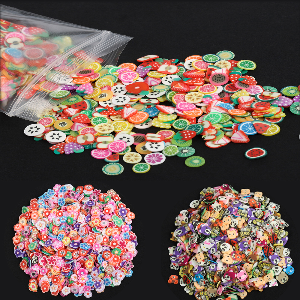 1000Pcs/lot Mixed Clay Slice Filler Fruit Animal Flower Nail Art Decor Resin Epoxy Mold Fillings for Crafts Making DIY Supplies