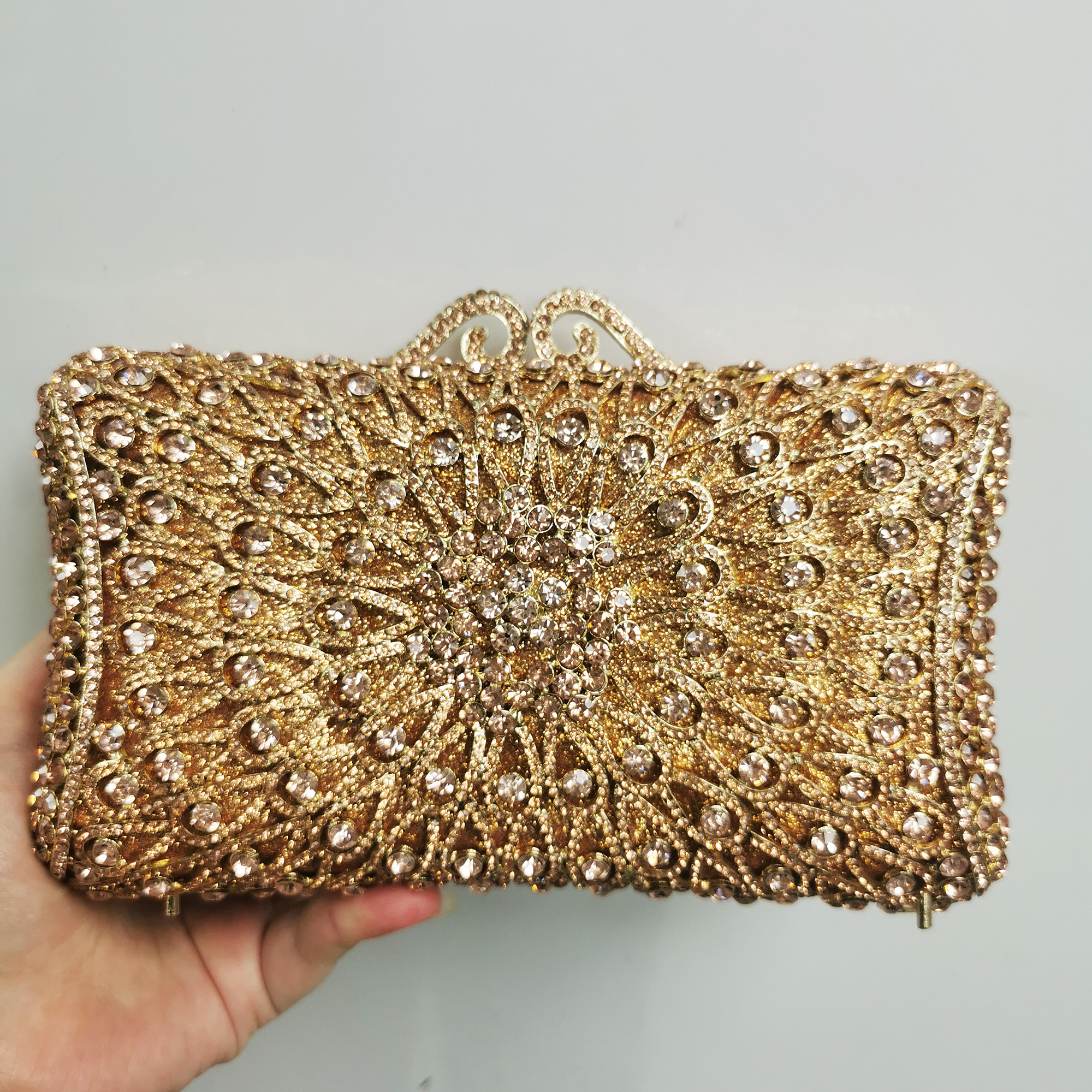 XIYUAN Women Silver Crystal Clutch Purse Handbags Ladies Stones Red Evening Bags Wedding Party Minaudiere Purple Clutches Bags