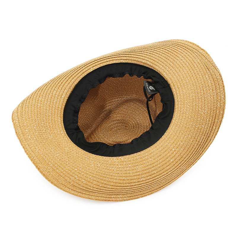 GEMVIE Western Cowboy Hat Sun Hat For Men Cowgirl Summer Hats For Women Lady Straw Hat With Alloy Feather Beads Beach Cap Panama