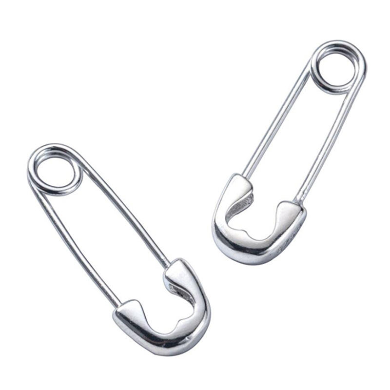 European Punk Hip Hop Safety Pin Stud Earrings Genuine 925 Sterling Silver Earring for Women and Men Party Jewelry Gift