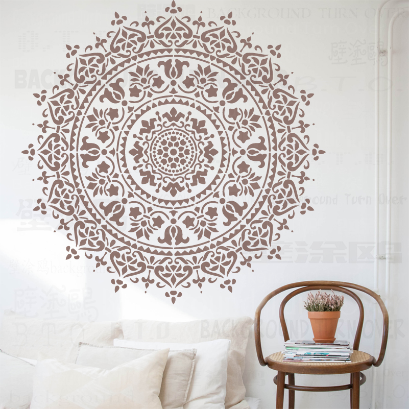 70cm - 110cm Stencil Mandala Extra Large For Painting Big Round Wall Decors Paint Walls Brick Floor Template Vintage Tile S052