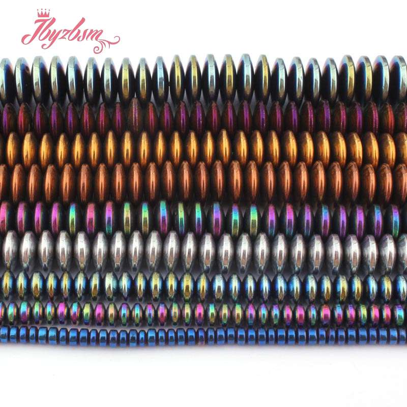 Heishi Rondelle Disc Beads (No Magnetic) Hematite Natural Stone Spacer Beads for Women DIY Jewelry Making Necklace Bracelet 15"