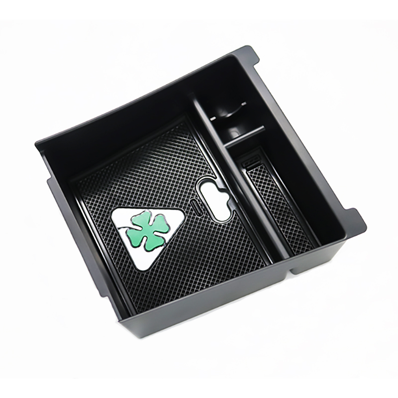 Car black front door side storage box with anti-skid pad handle and armrest box for 17-22 Alfa Romeo Giulia modified accessories