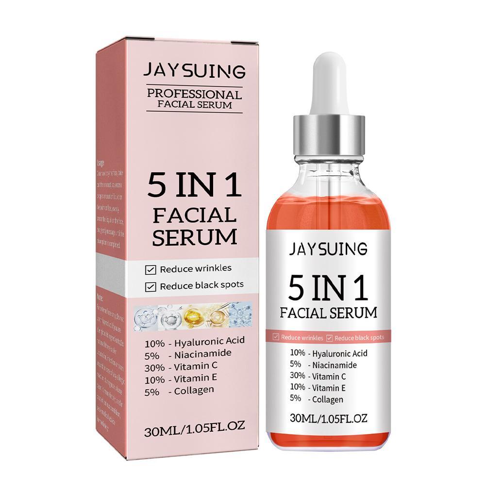 1pcs 30ml 5 In 1 Face Serum Moisturizing Hyaluronic Acid Vitamin C Facial Serum smoothing Brightening Skin Care