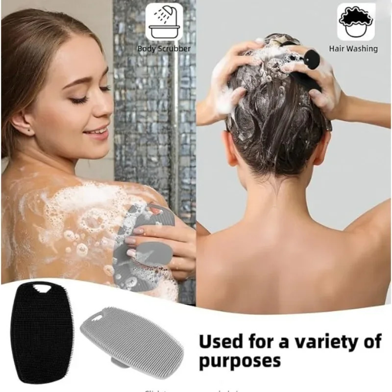 Silicone Body Scrubber Exfoliating Bath Brush Handheld Shower Cleansing Brush Back Massager Skin Cleaner Bathroom Accessories 240624