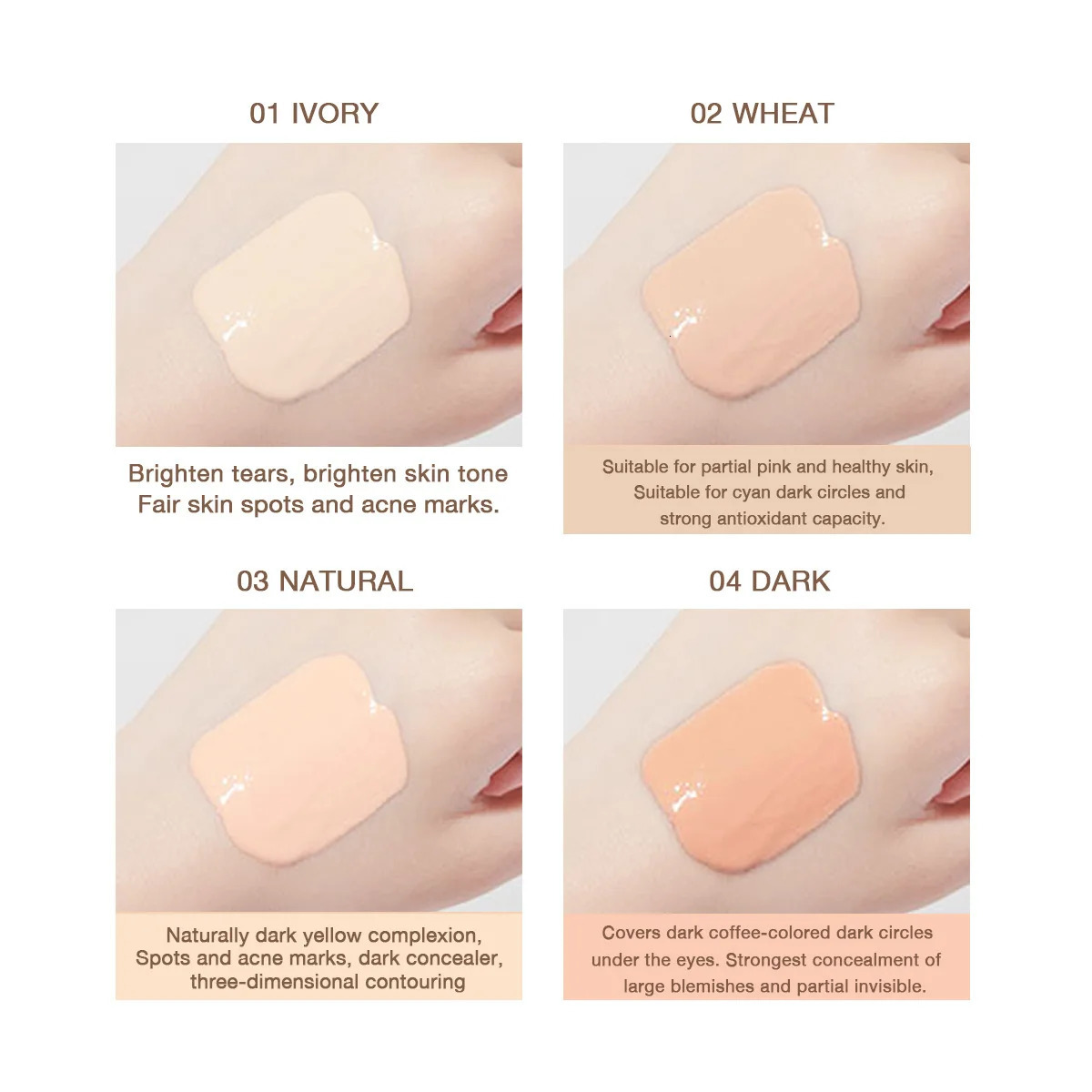 Wheat Tone Liquid Concealer Oil Control Invisible Full Coverage Pores Dark Circles Ivory Foundation Cream Makeup 240621