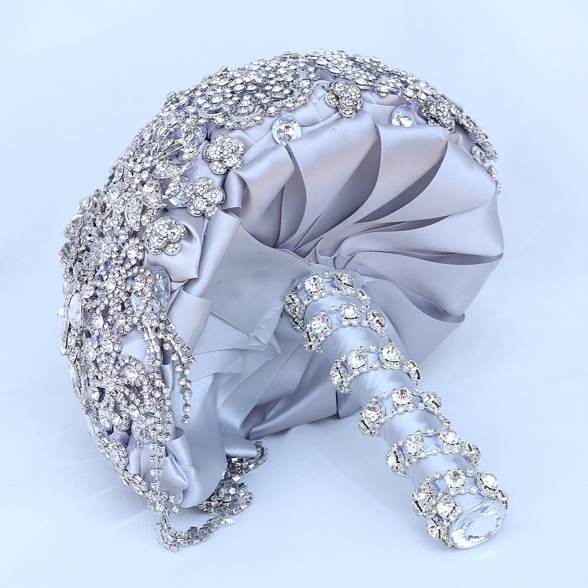 Kyunovia Cascading Teardrop Bouquet Silver Brooch Bouquet Wedding Accessories Jewelry Bouquet Crystal Cascade Bouquet FE69