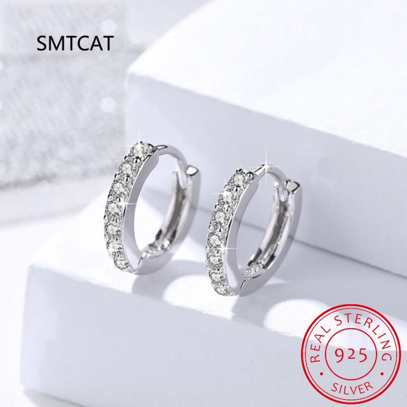 18k Plated Total 2.6CT Full Moissanite Hoop Earring for Women Sparkling Wedding Party Earring 925 Sterling Silver Jewelry Huggie