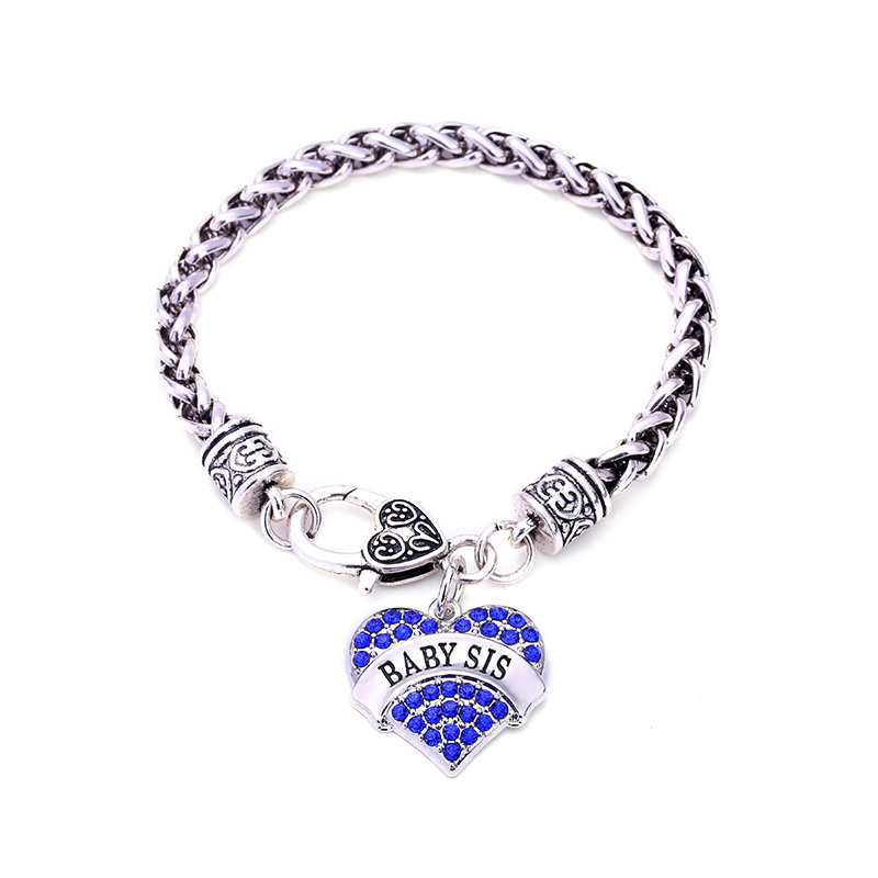 Romantic Wheat Link Bracelet Chain with hearts BABY SIS with Lobster Claw Bracelet