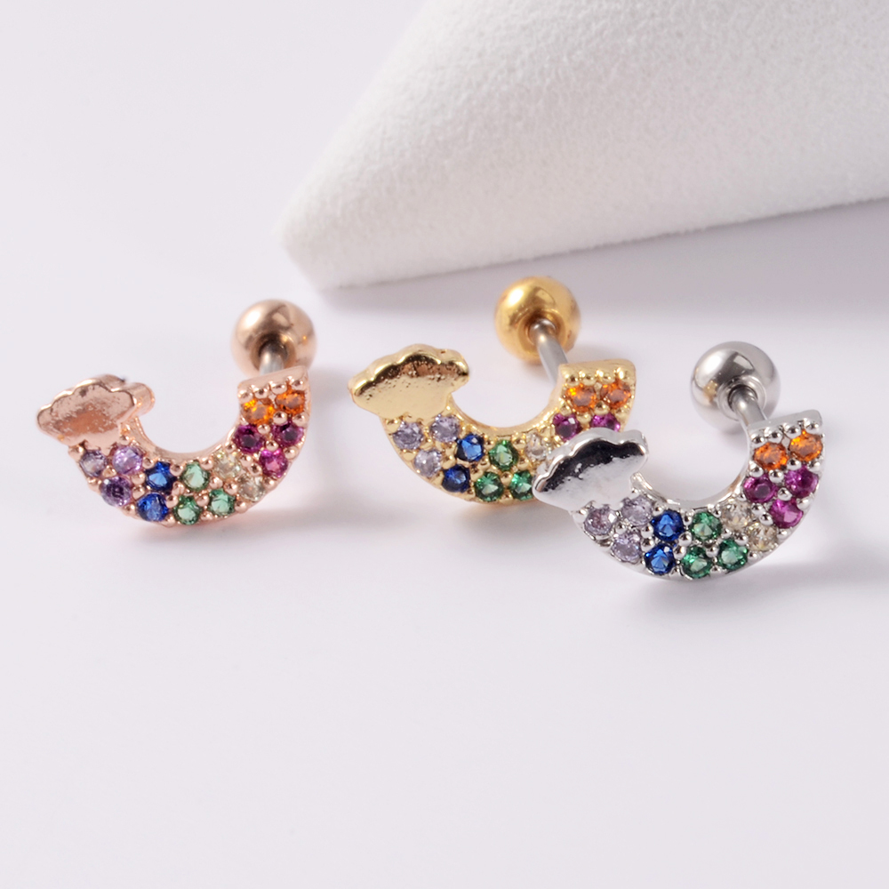 1PC 361L Surgical Steel Cz Ear Tragus Cartilage Crystal Lightning Snake Lobe Earrings Helix Earring Barbell Piercing Jewelry 20G