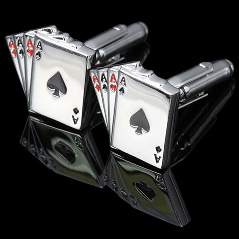 MeMolissa Display Box Cufflinks 4A Poker Cufflinks Male French Shirt Cuff Links Cards Design Cufflink for Men High Quality
