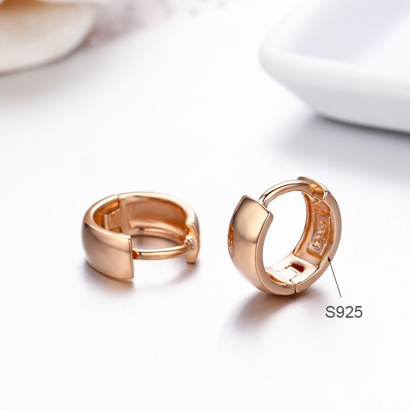 Cute 925 Sterling Sliver Wide Circle Loops Small Huggie Hoop Earrings For Women Girls Baby Kids Child Anti-Allergic Men Jewelry