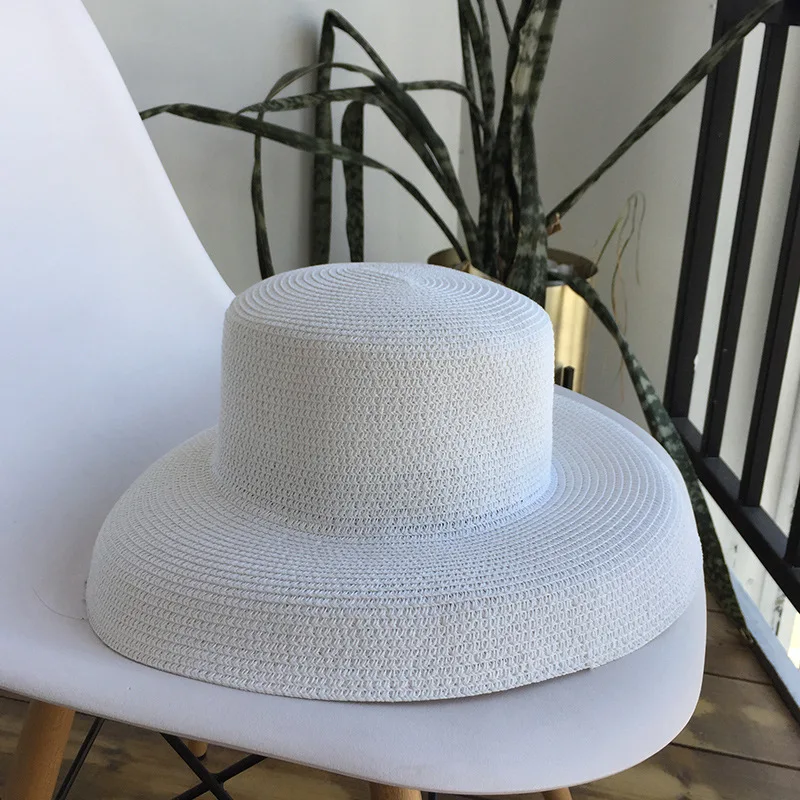 Audrey Hepburn straw hat sunken modelling tool bell-shaped big brim hat vintage high pretend bility tourist beach atmosphere