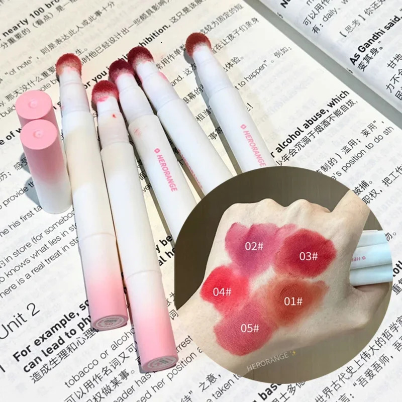 Liquid lipstick with cushion velvet matte lipstick soft liquid powder blusher lipstick multi-purpose makeup 240705