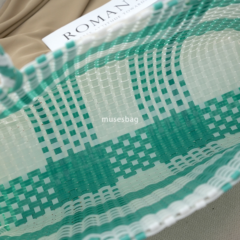 Elegant Women's Fashion Classic Practical Vegetable Basket Bag Large Capacity Handbag for Festival Gifts Multicolor Checkered New Contrast Grass 
