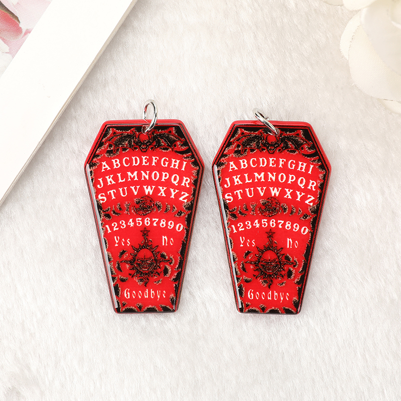 10Pcs Halloween Coffin Charms Ouija Board Acrylic Jewlery Findings For Earring Necklace Diy