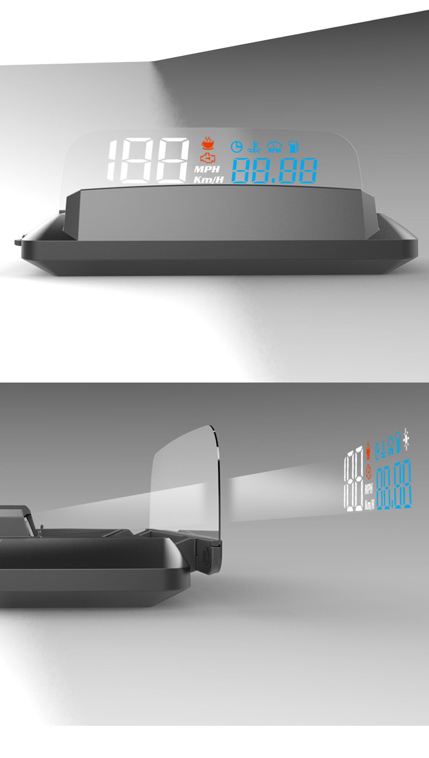 H400S Head-Up Display Universal HUD Driving Computer OBD Speed Projector Fuel Mileage Alarm Car Accessories