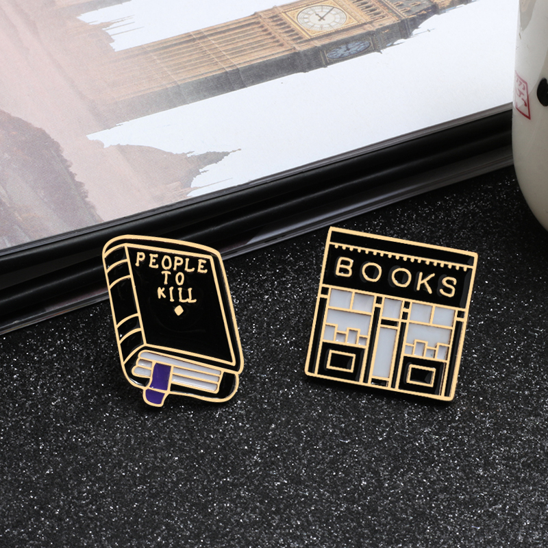 Black Punk Magic Book Enamel Pins Funny Library Books Brooches Backpack Clothes Metal Lapel Pin Badges Jewelry Gifts for Friends