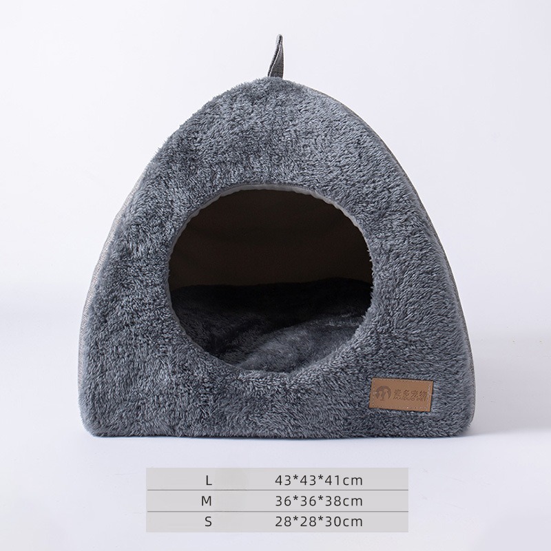 Foldable Cat Bed for Indoor Cats, 2 in 1 Cat House with Removable Cushioned Pillow