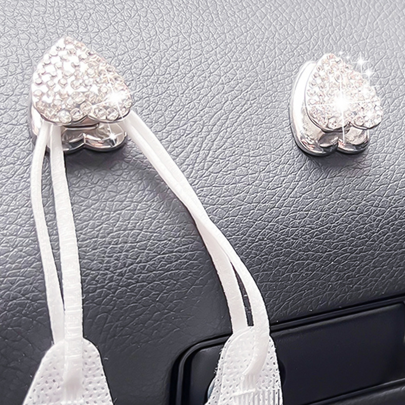 Car Diamond Hooks Rhinestone Inlaid Decor Hanging Holder Interior Dash Board Paste Hook Bling Crystal Car Accessories