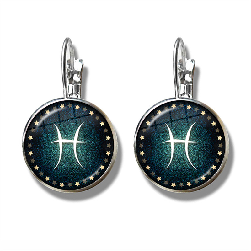 Aries/Taurus/Gemini/cancer/LEO/Virgo/Libra/Scorpio/Sagittarius/Capricorn/Aquarius/Pisces 12 Constellations French Hook Earrings