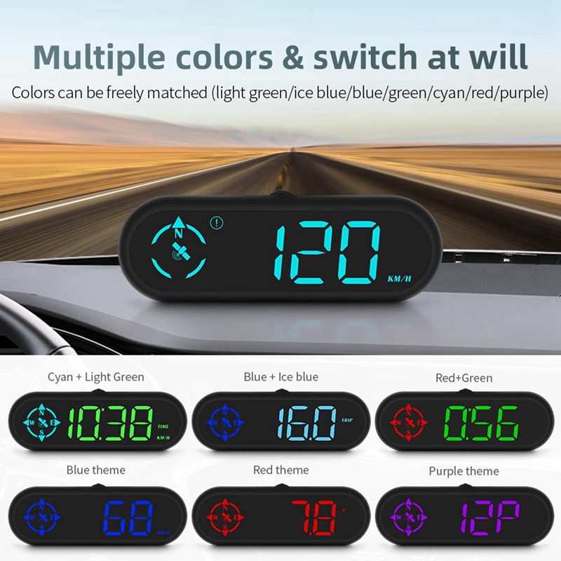 Car HUD Head Up Display With Speed MPH, Compass Driving Direction, Fatigue Driving Reminder