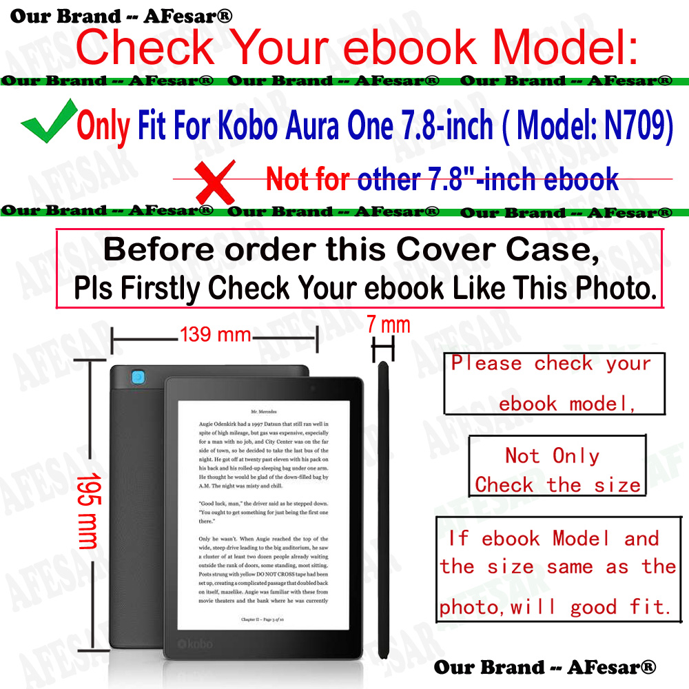Smart Cover Case for Aura One 7.8 inch eReader eBook Pu Leather Pocket Sleeve with Magnetic Auto Sleep Funda Kobo N709