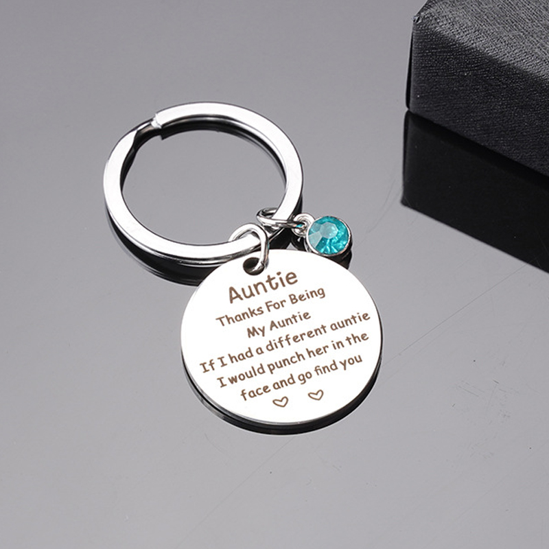 Aunt Niece Keychain With Birthstone Aunt Keychain Thank You for Being My Auntie Mothers Day Gifts for Aunt from Niece Nephew