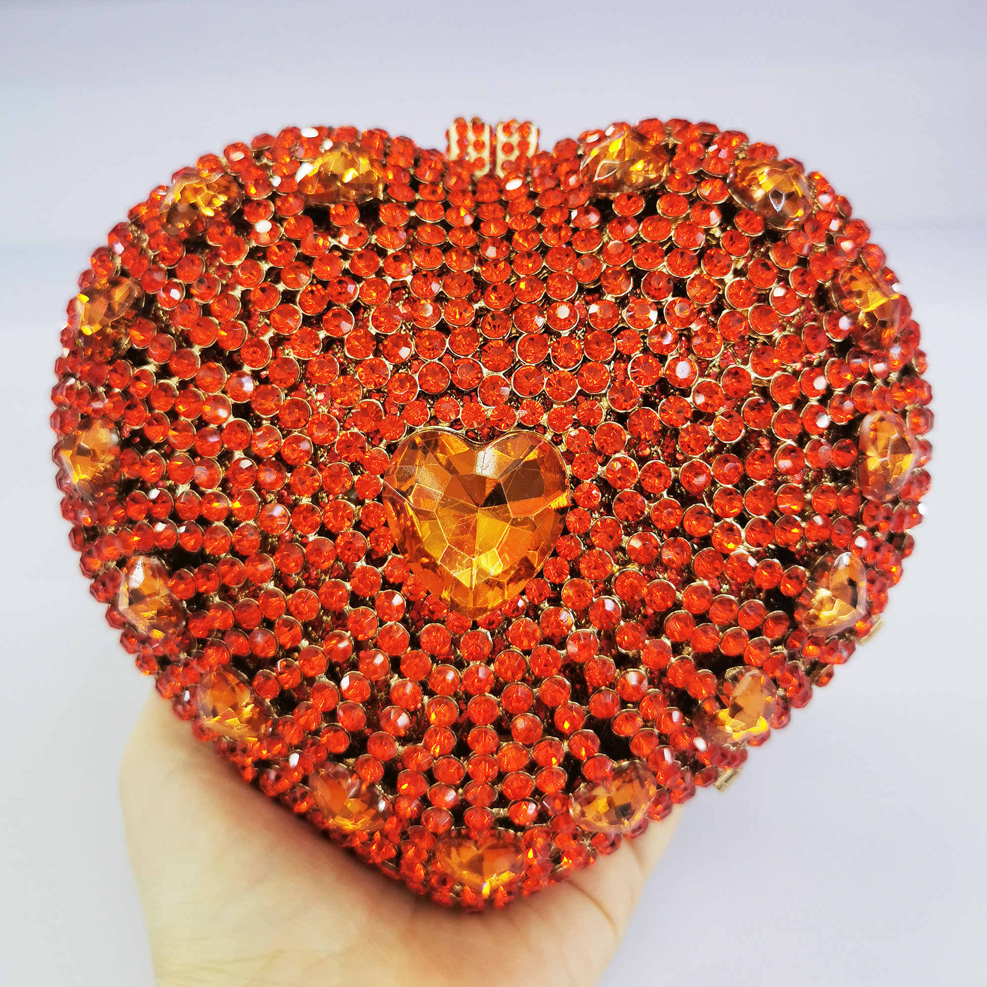 XIYUAN Women Golden Crystal Evening Bags Bridal Wedding Rhinestone Clutches Red Handbags Party Dinner Minaudiere Clutch Purse