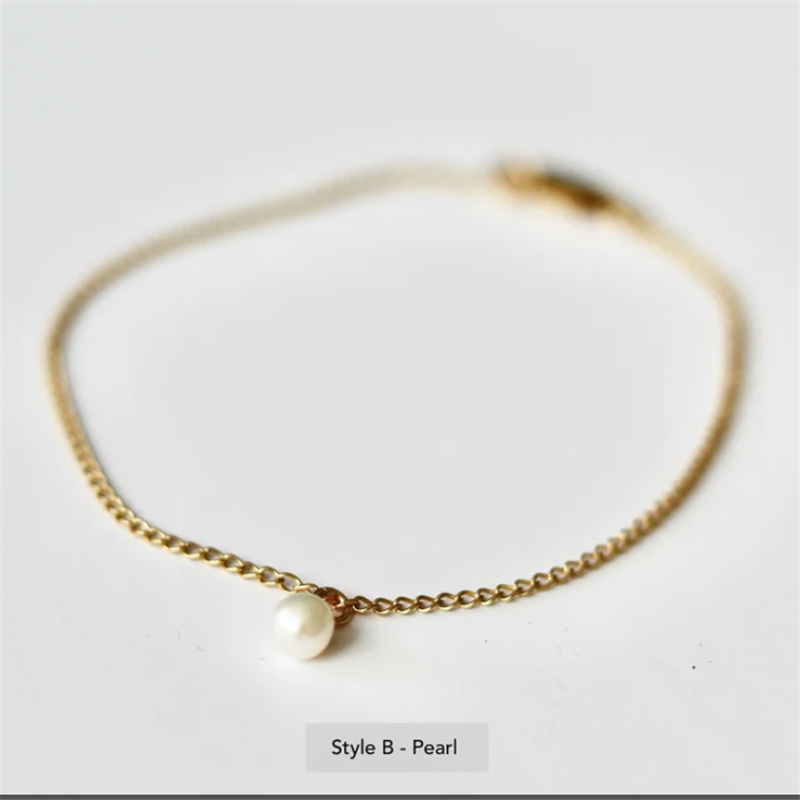 14K Gold Filled Chain Bracelet Handmade Pearl Jewelry Boho Charms Bracelets Vintage Anklets for Women Bridesmaid Gift Jewelry