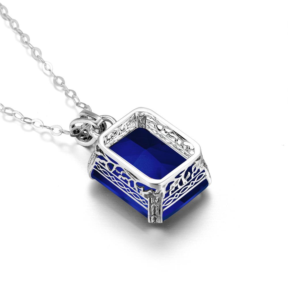 Szjinao S925 Sterling Silver Necklace Pendants For Women Sapphire Gemstone Classic Fine Jewelry Simple Pendant Blue Colar Bijoux