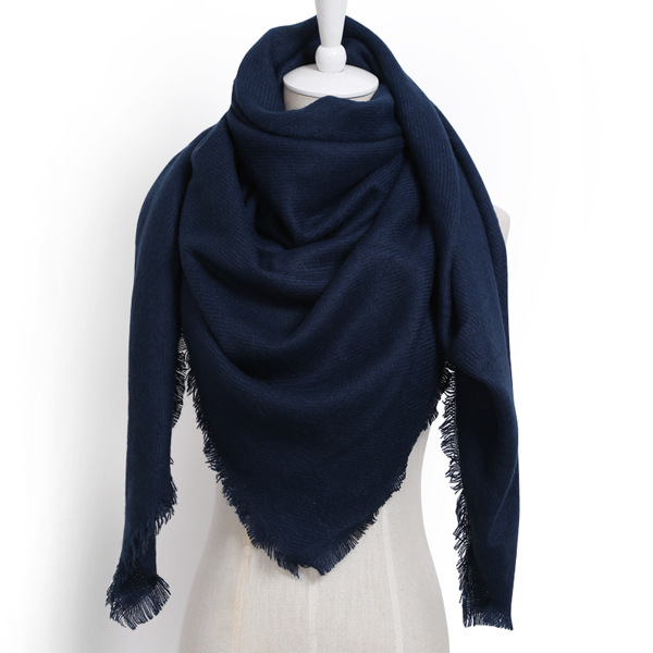 Women's Solid Color Blanket Scarf Winter Neck Warm Cashmere Scarf Cozy Tartan Wrap Oversized Shawl Femme Foulard Shawls Stoles