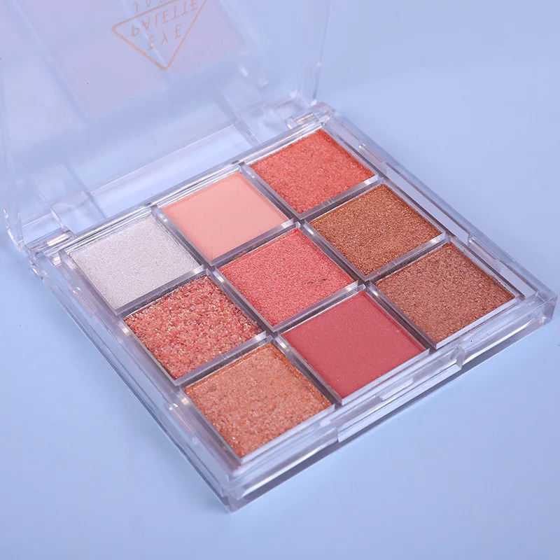 Snow Sequin 9-Color Eye Shadow Palette Glitter Snowflake Diamond Pink Eye Shadow Korean Charming Contour Eyes Make Up Palette 240624