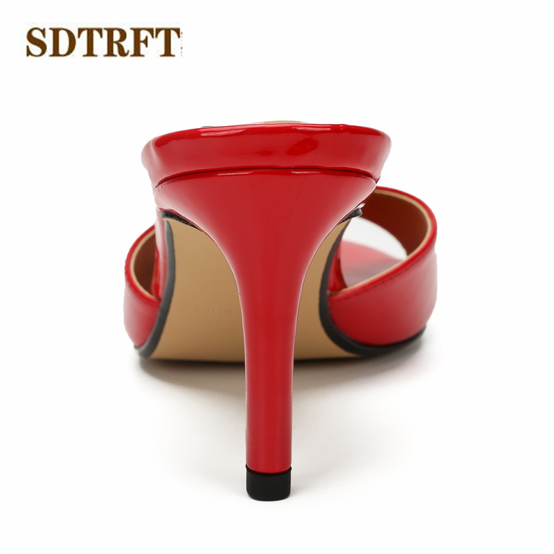 SDTRFT Stilettos Plus:36-47 48 Summer wedding shoes woman sandals 8cm thin heels Crossdresser pumps casual Open Toe flip flops