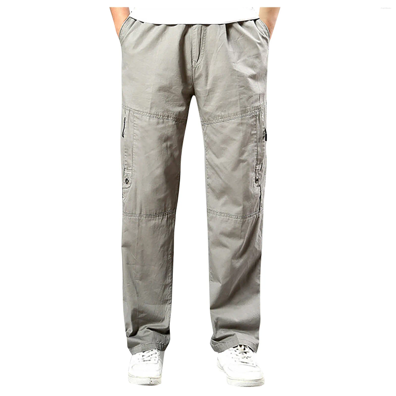 Men's Pants Cargo For Men Fleece Lined Sweatpants Open Bottom Straight Leg Loose Fit Baggy Athletic Jogger Pant