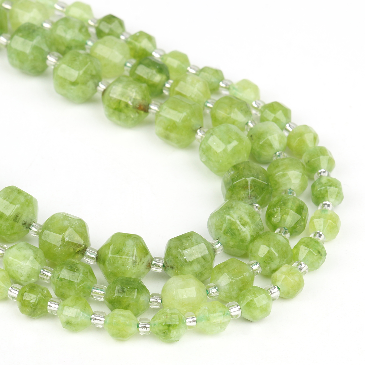 Natural Stone Faceted Green Peridots Crystal Stone Round Loose Spacer Beads For Jewelry Making Diy Handmade Bracelet Accessories