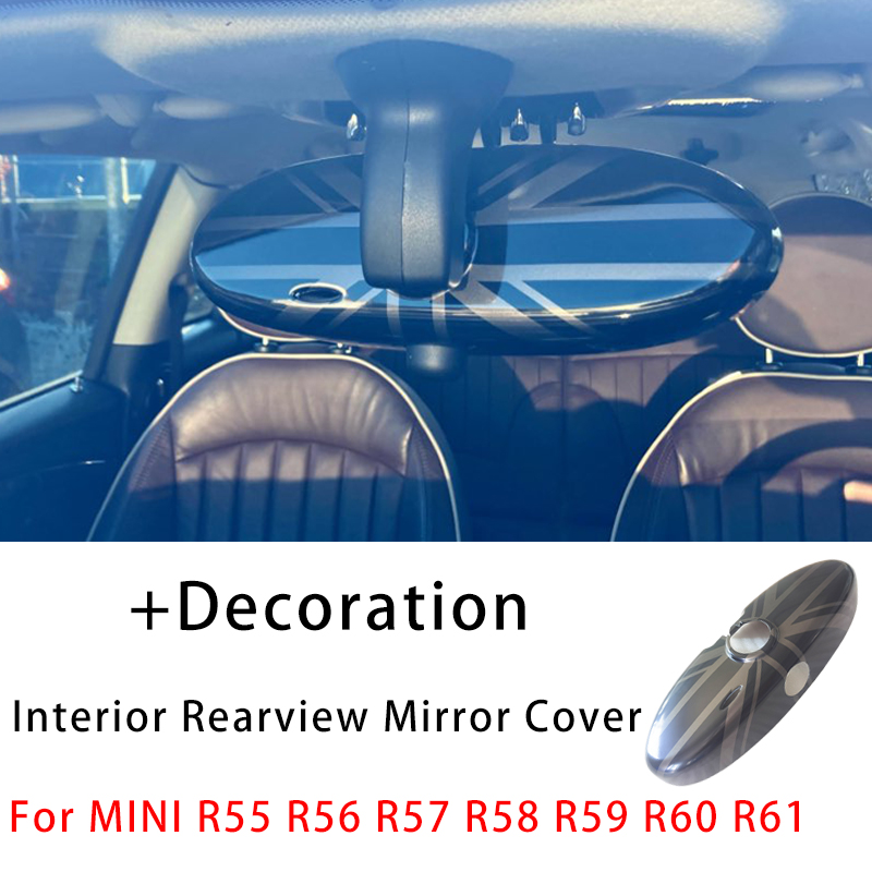 Car Interior Mirror Cover Cap For MINI Cooper JCW S One R55 R56 R57 R58 R60 R61 Countryman Rear View Mirror Sticker