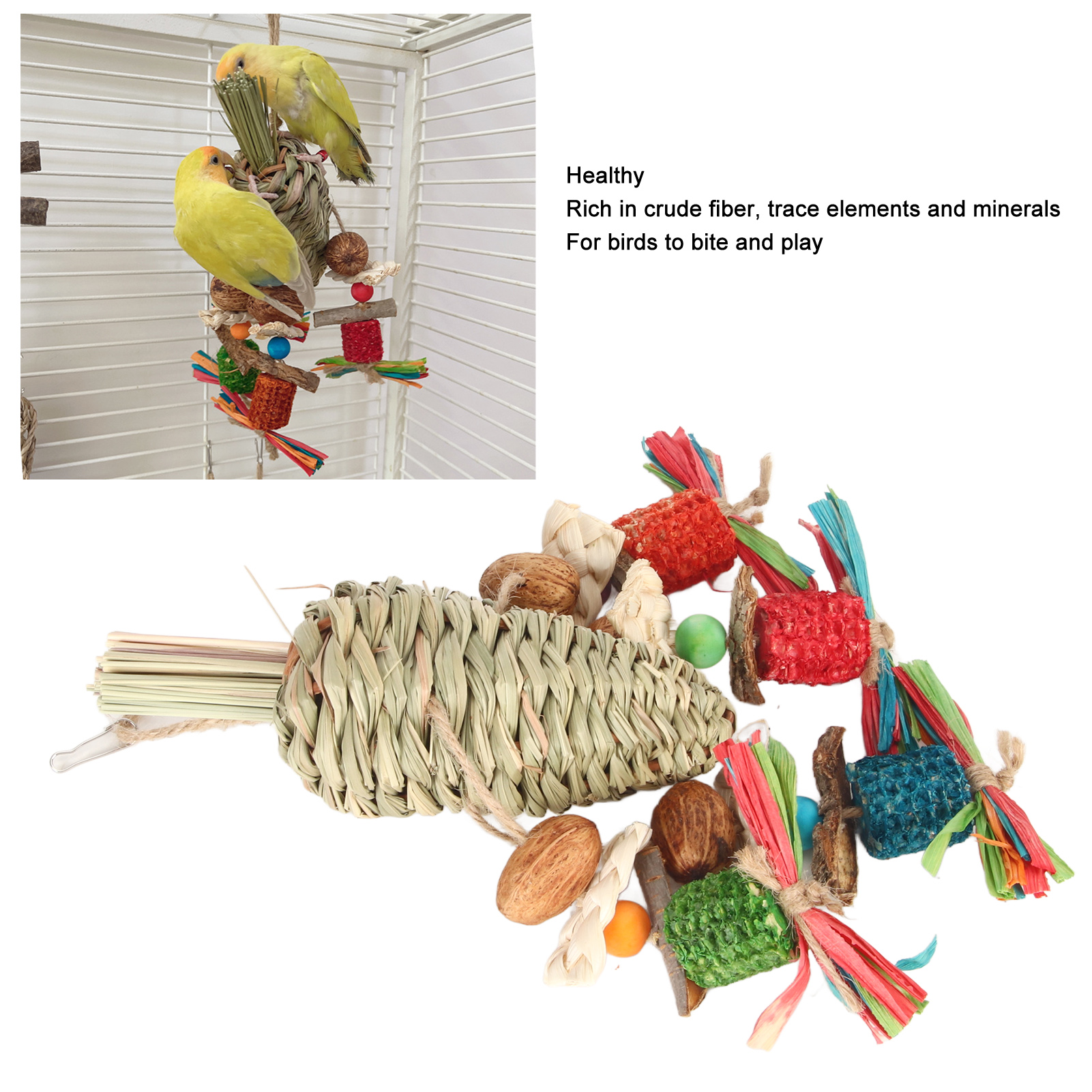 Bird Chew Toy Beak Grinding Colorful Boredom Relief Parrot Bite Toy For Cockatiel Lovebird Budgie