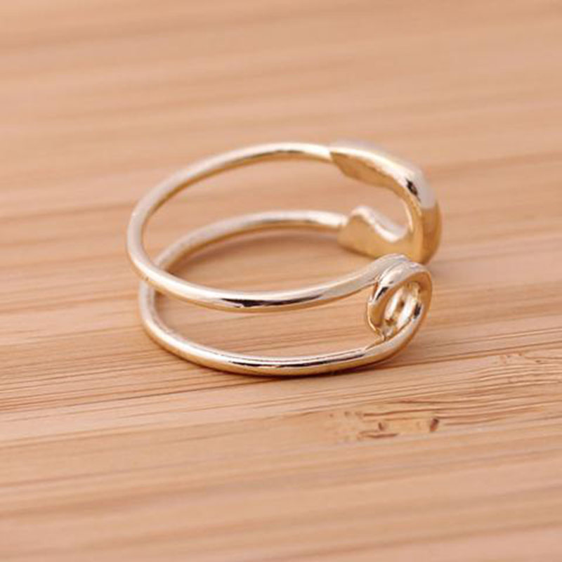 Original Safety Pin Cuff Rings For Women 2020 Gold Silver Plated Resizable Open Round Finger Ring Jewelry Femme Bijoux