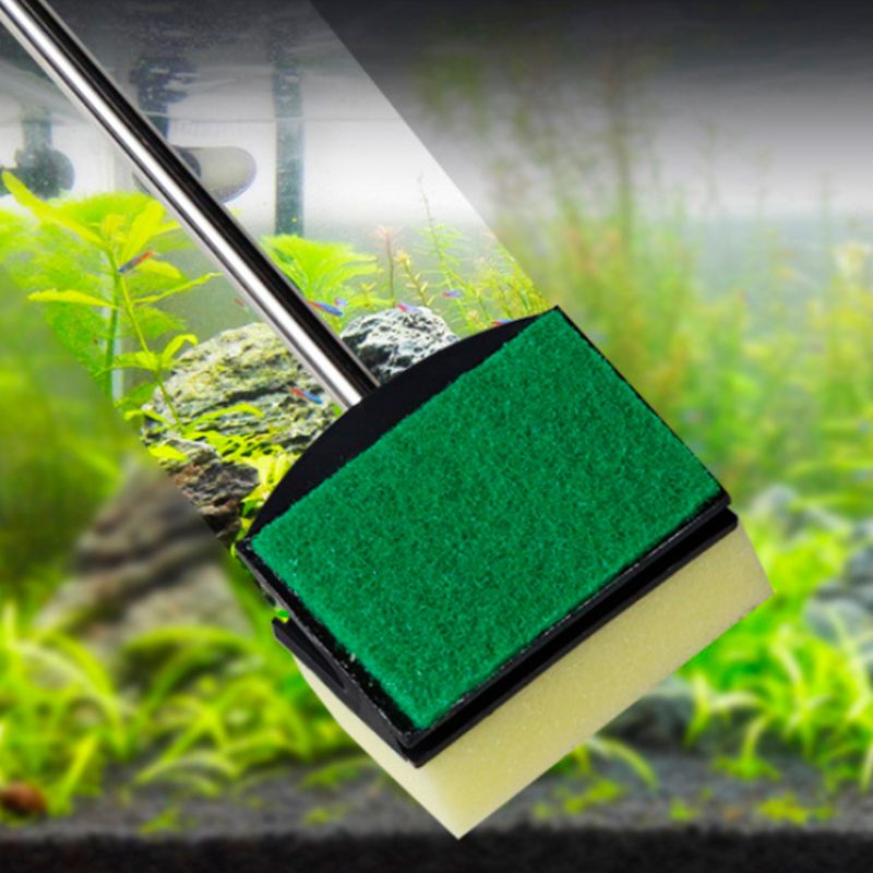 Cleaning Brush Double Face Sponge Fish for Tank Aquarium Glass Algae Remover Scr