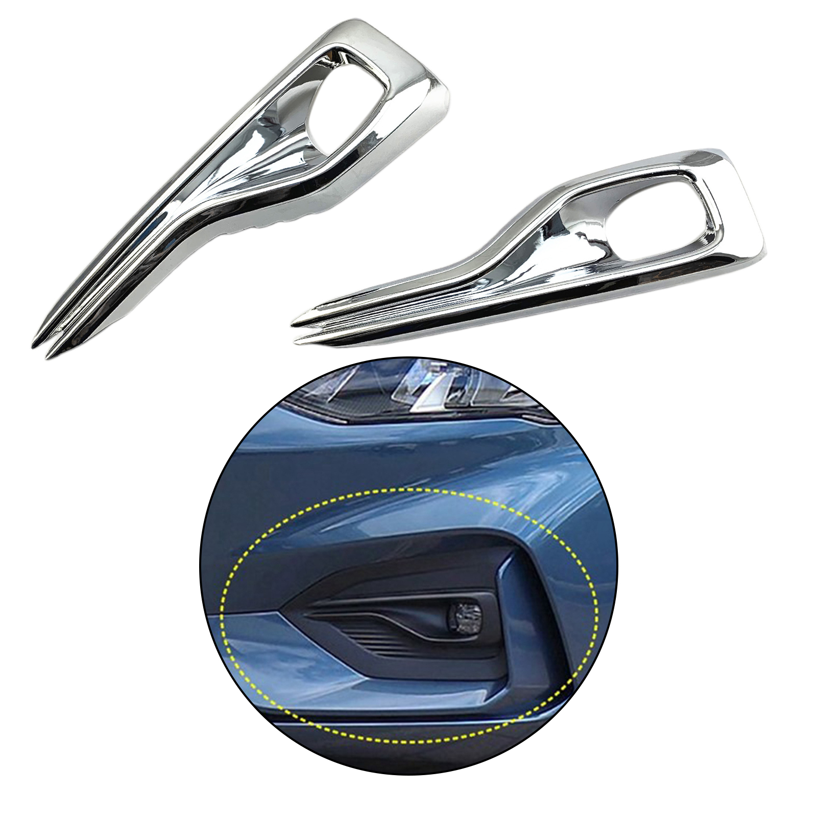 2Pcs Front Foglight Fog Light Lamp Cover Trim Accessories for Ford Focus 2019 2020 ST-Line