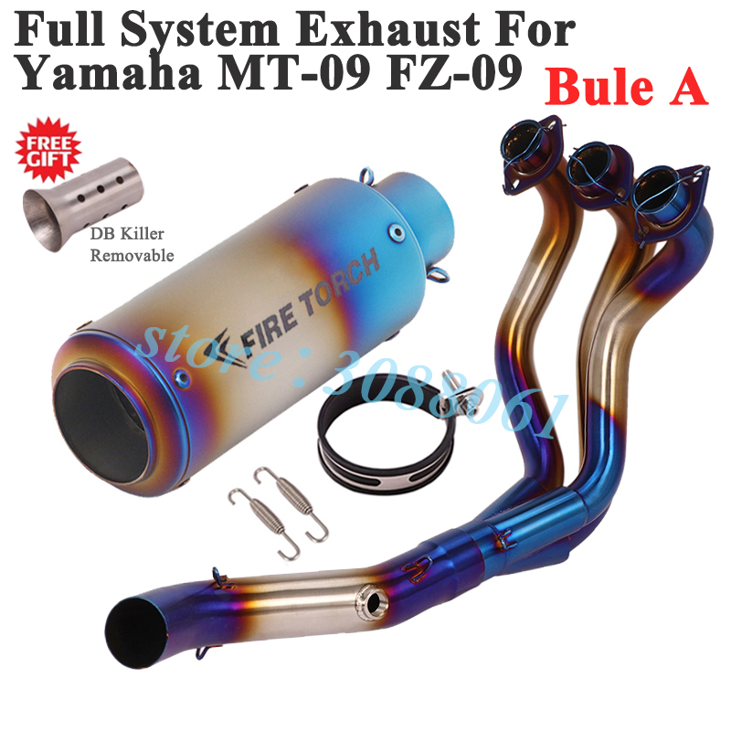 Full System Motorcycle Exhaust GP Escape Silencer For Yamaha MT-09 MT09 FZ-09 Slip On Front Link Pipe Racing Muffler DB Killer