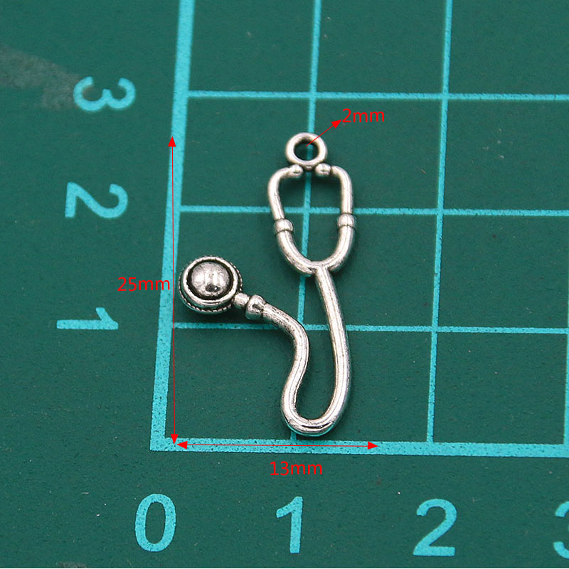 20PCS 2 Styles Mix Size Heart Stethoscope Charms Medical Supplies Pendant Metal Alloy DIY Necklace Bracelet Handwork Marking