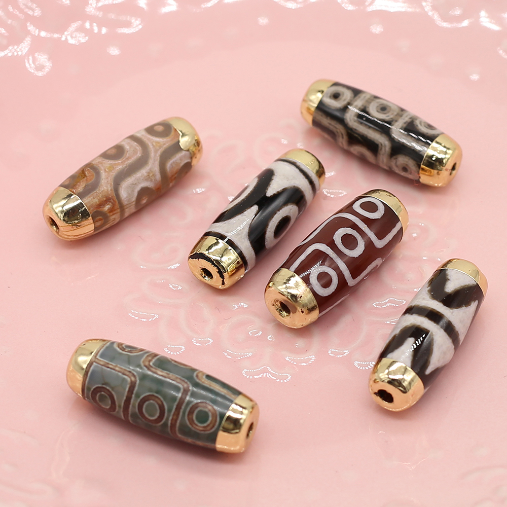 2Pcs Energy Natural Stone Pendant Cylindrical Tianzhu Beads For Jewelry Making DIY Necklace Bracelet Yoga Dzi Gift Accessory