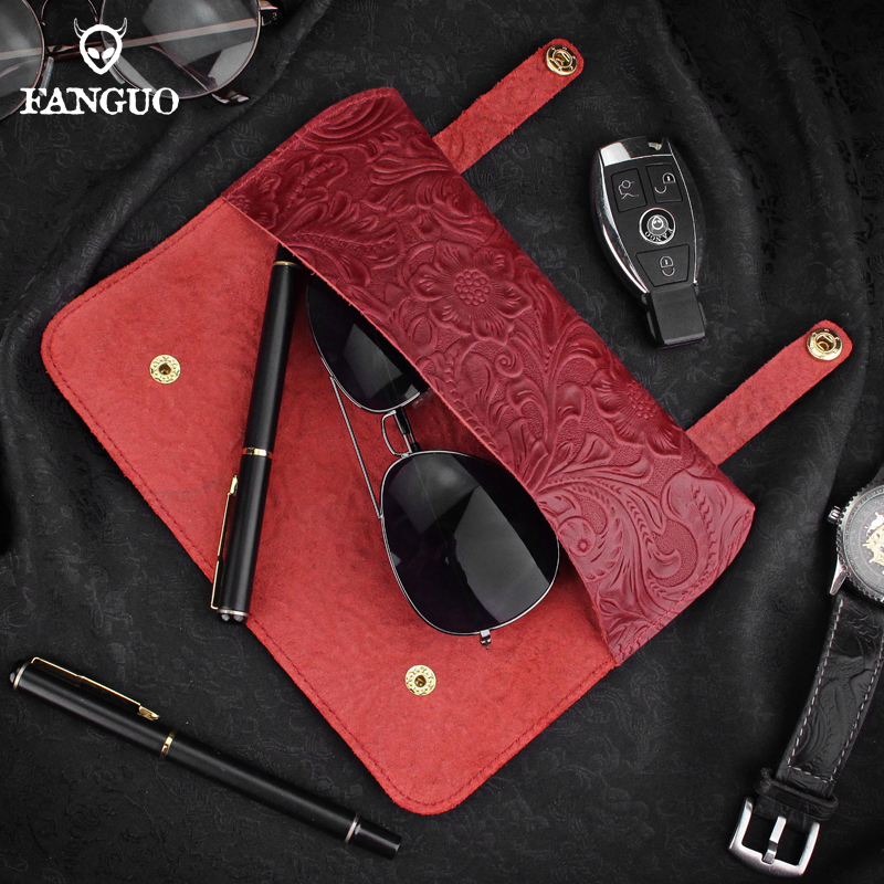 Handmade Genuine Leather Eyeglasses Display Box Organizer Sunglasses Bag Reading Glasses Case Cover For Women, Men