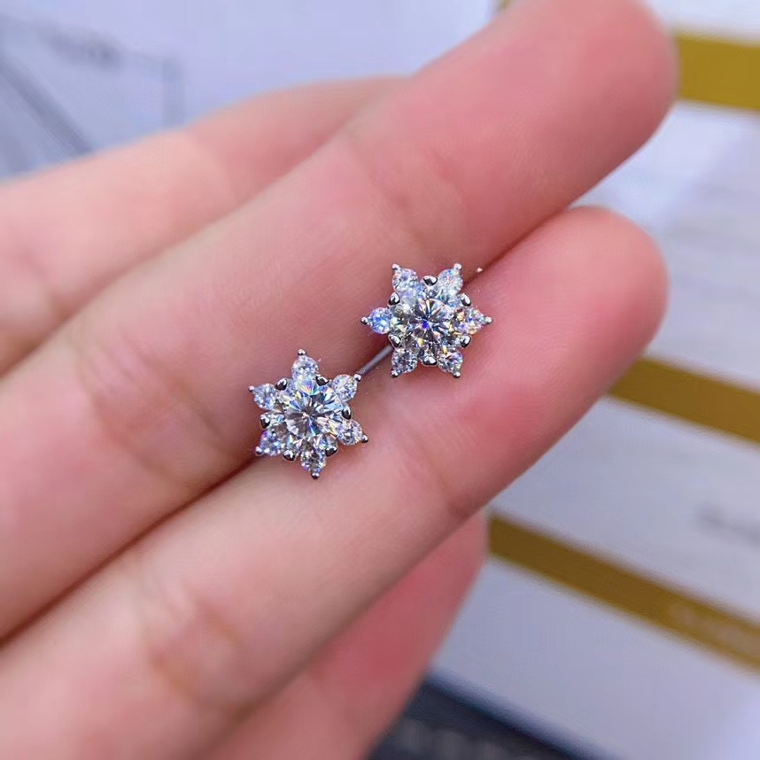 Six star style moisanite earrings attractive character women silver earrings 925 sterling silver shiny better than diamond gift