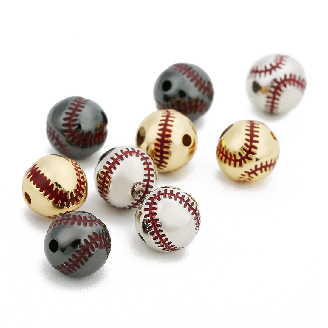 2pcs/lot Copper Rugby basketball baseball beads Copper Spacer Bead Fit DIY Sporting Jewelry Making For Sports Bracelet Warehouse