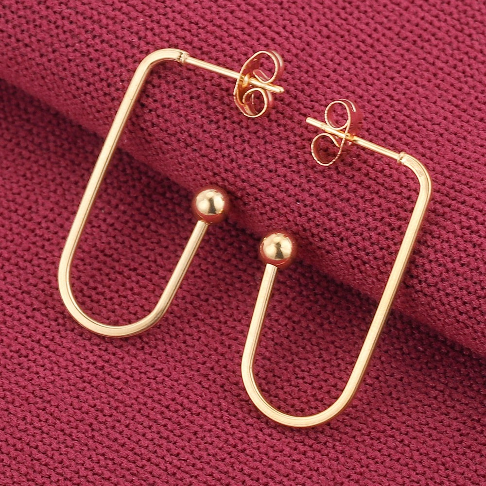 10pcs Gold Earrings Gold Plated Posts with Loop Long C Shape Ear Studs Earrings Accessorie DIY Jewelry Making Supplies Wholesale