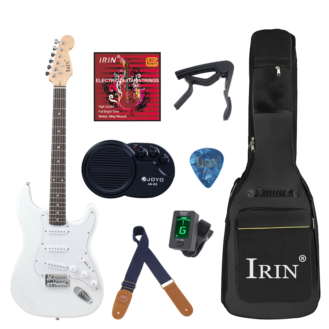 IRIN 39 Inch Electric Guitar 22 Frets Basswood Body Professional ST Electric Guitar Set with Case Guitar Accessory for Practice